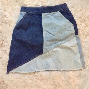 Zara patchwork denim skirt